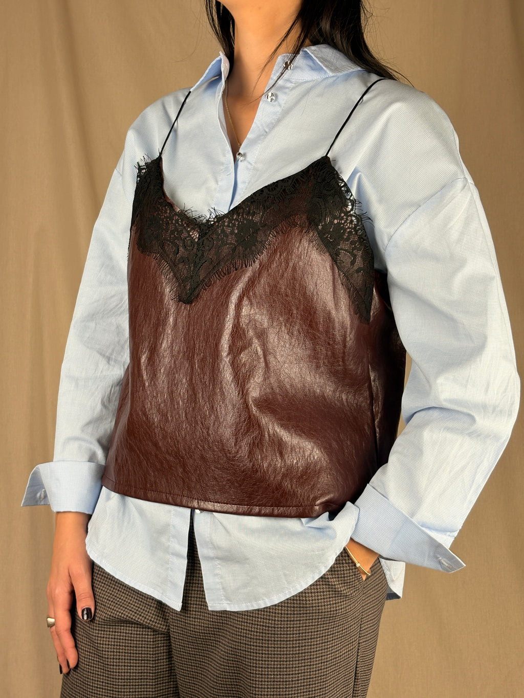 Corpetto similpelle burgundy