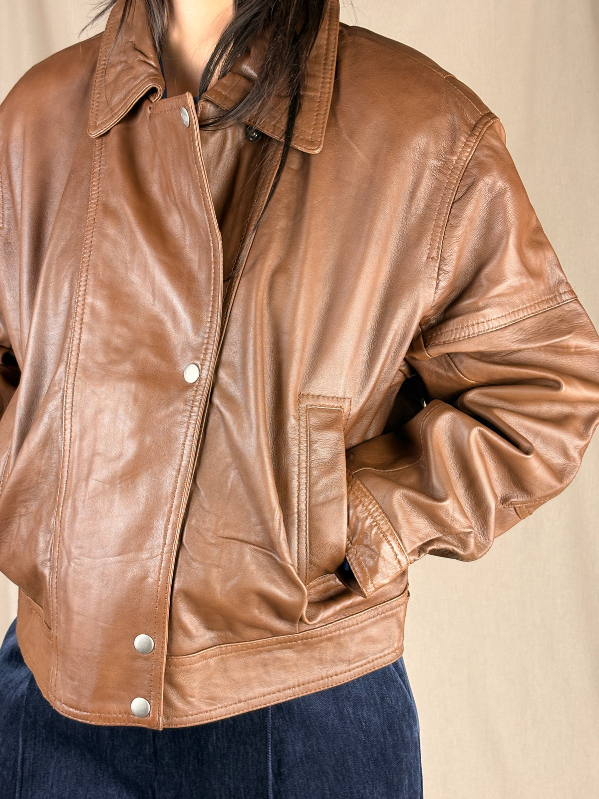 Giacca in pelle 80 tabacco