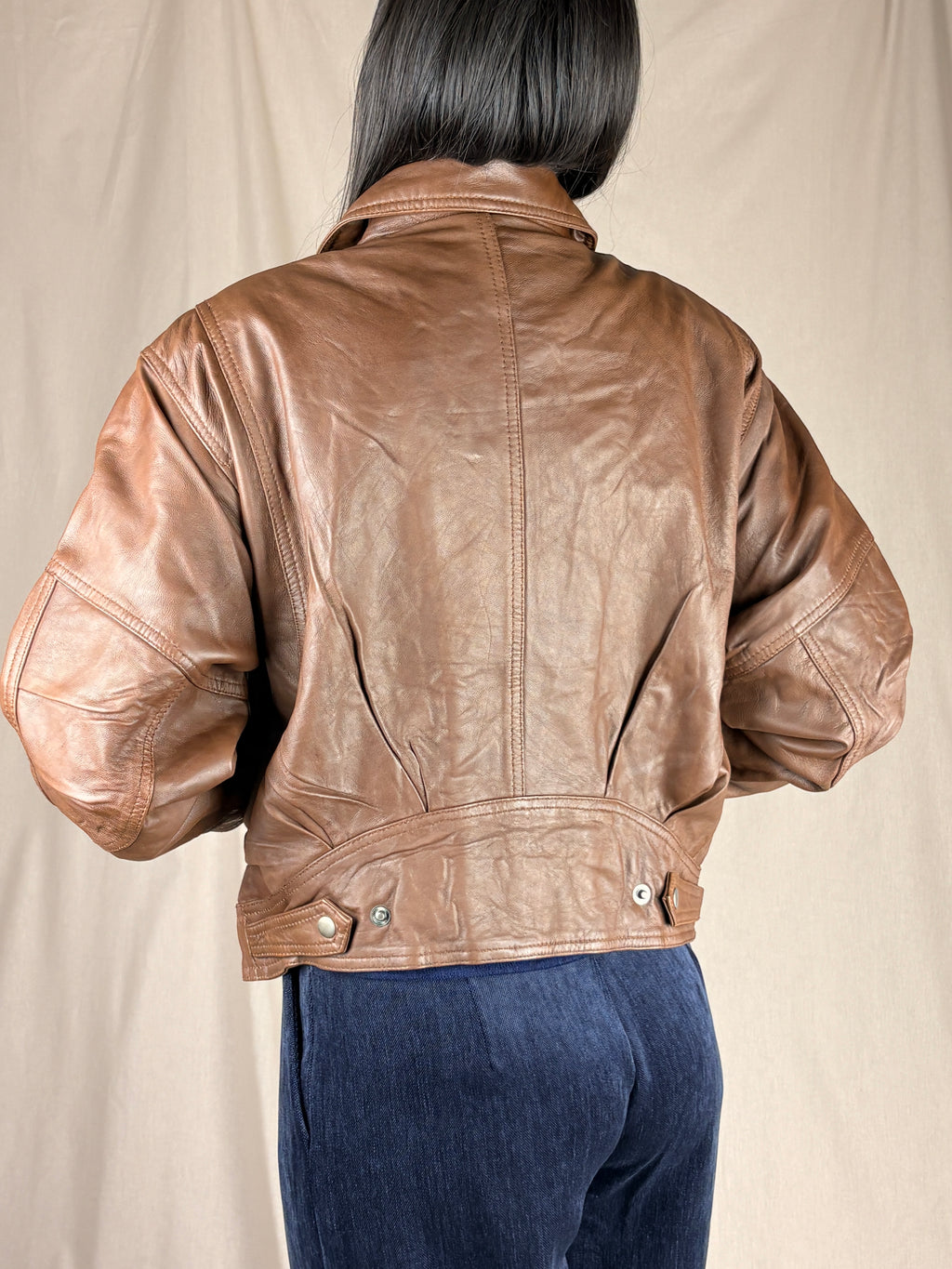 Giacca in pelle 80 tabacco