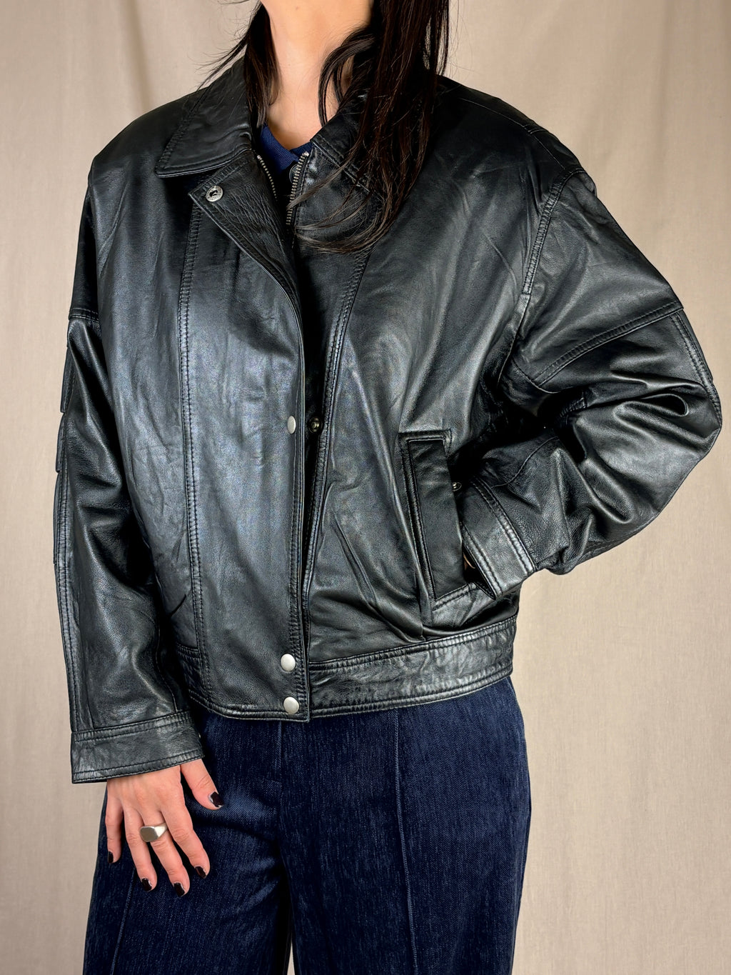Giacca in pelle 80 nero