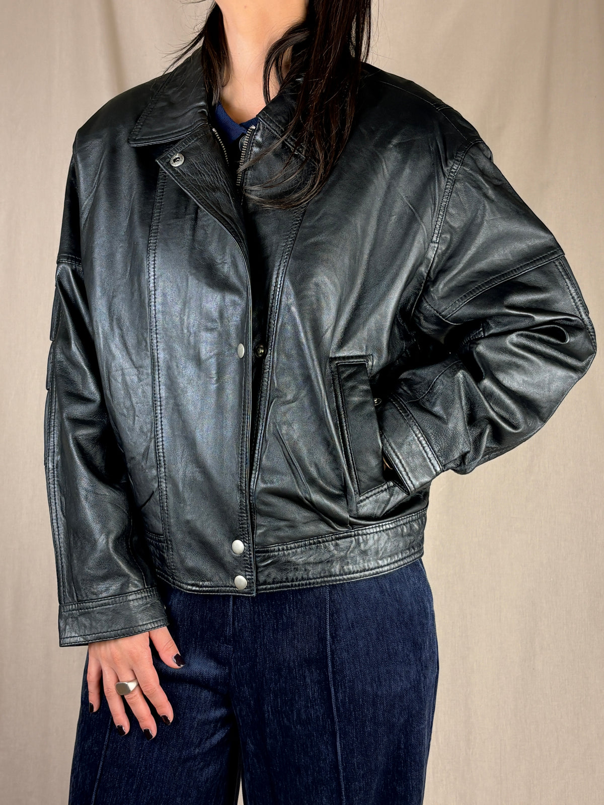Giacca in pelle 80 nero
