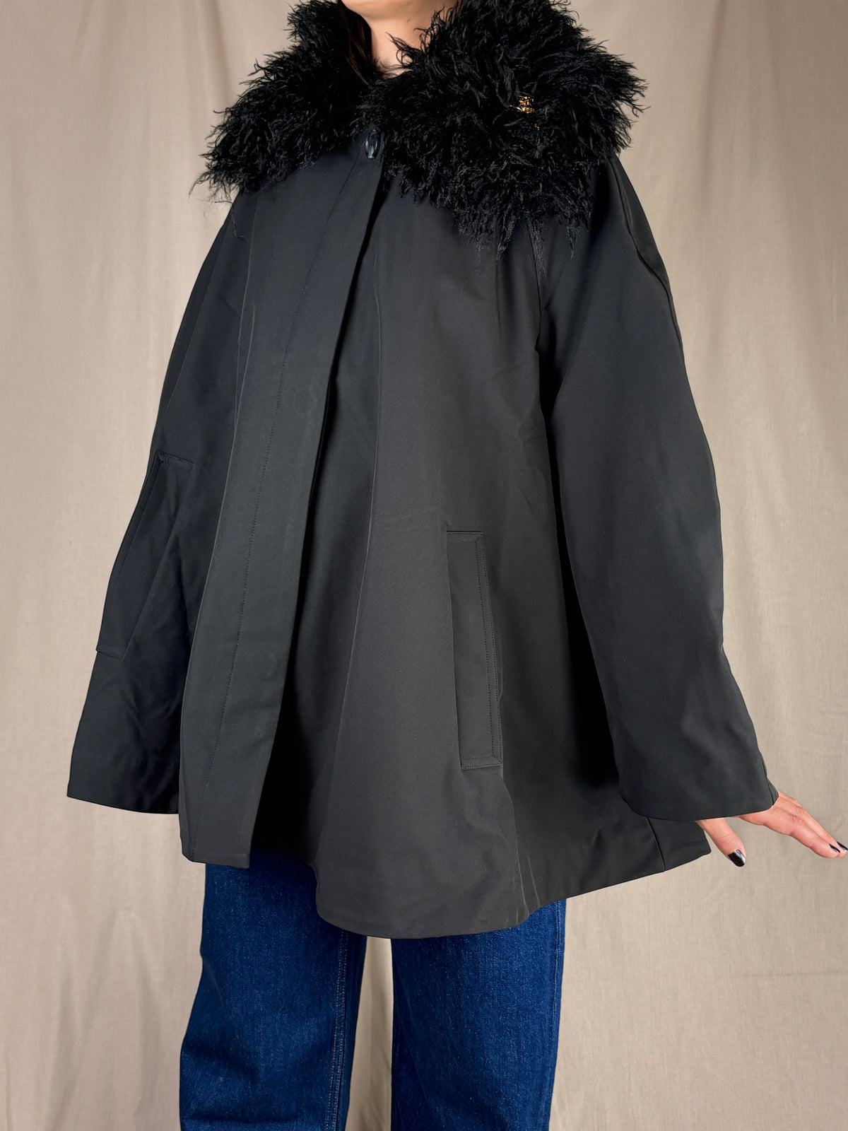 cappa collo in eco pelliccia