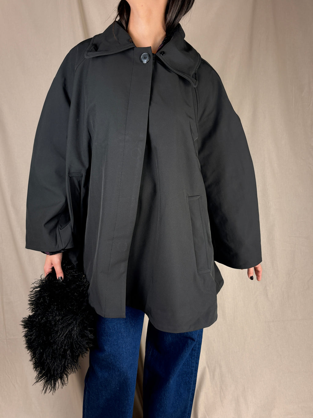 cappa collo in eco pelliccia