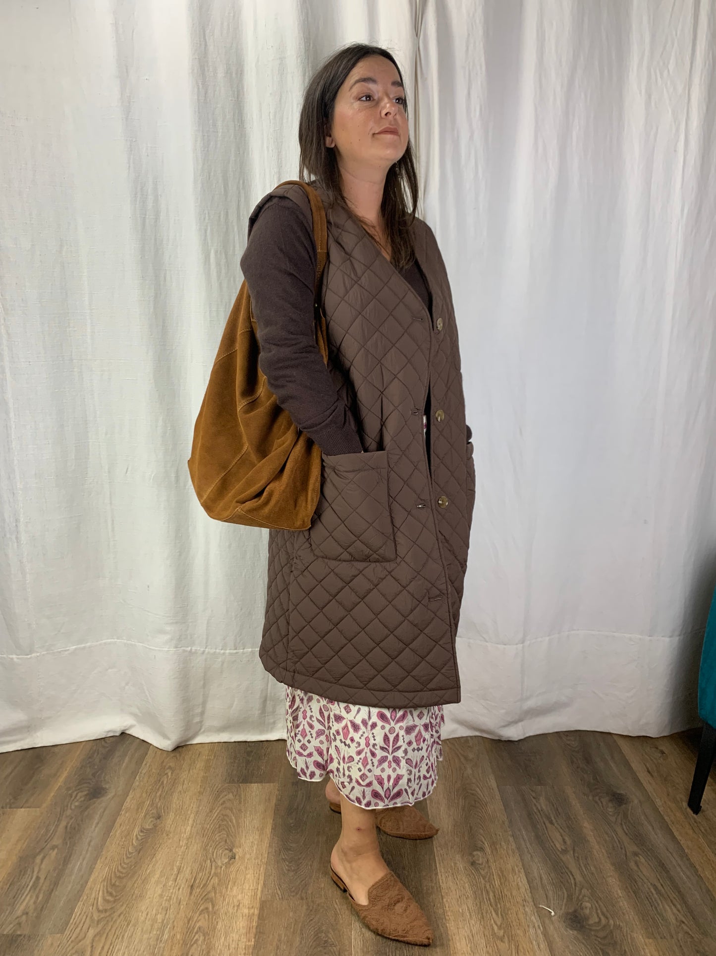 Gilet trapuntato cioccolato