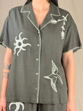 Camicia Carbone Ricamo Avorio