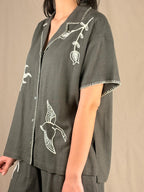Camicia Carbone Ricamo Avorio