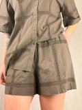 Shorts Cioccolato con Ricami in Pizzo