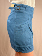 Shorts in Denim Cobalto con Cinturino