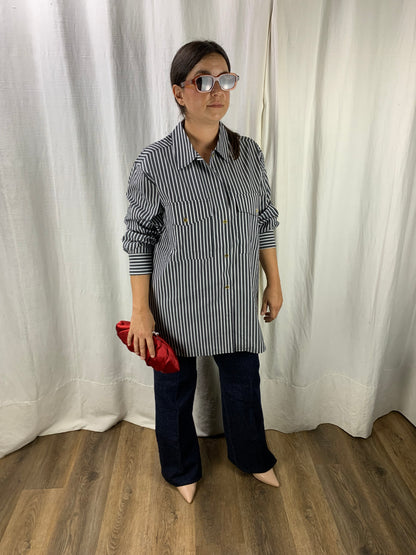 Camicia a righe grigio