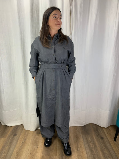 Chemisier gessato antracite