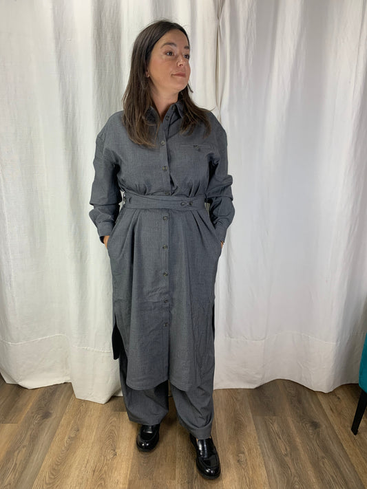 Chemisier gessato antracite