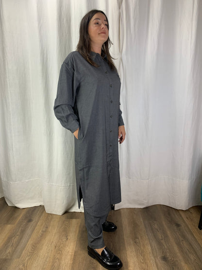 Chemisier gessato antracite