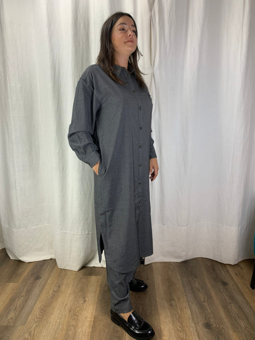 Abito camicia gessato antracite
