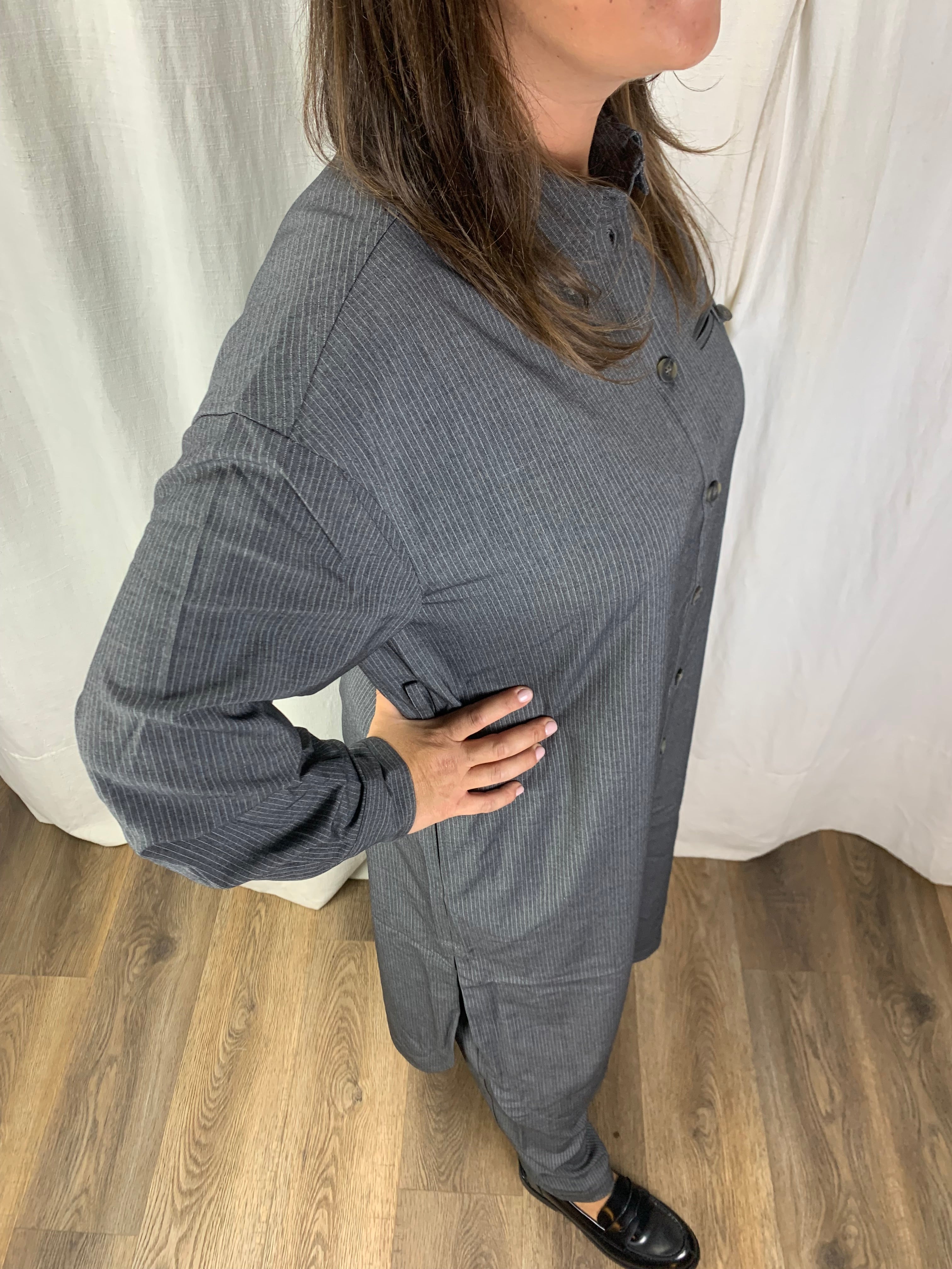 Abito camicia gessato antracite