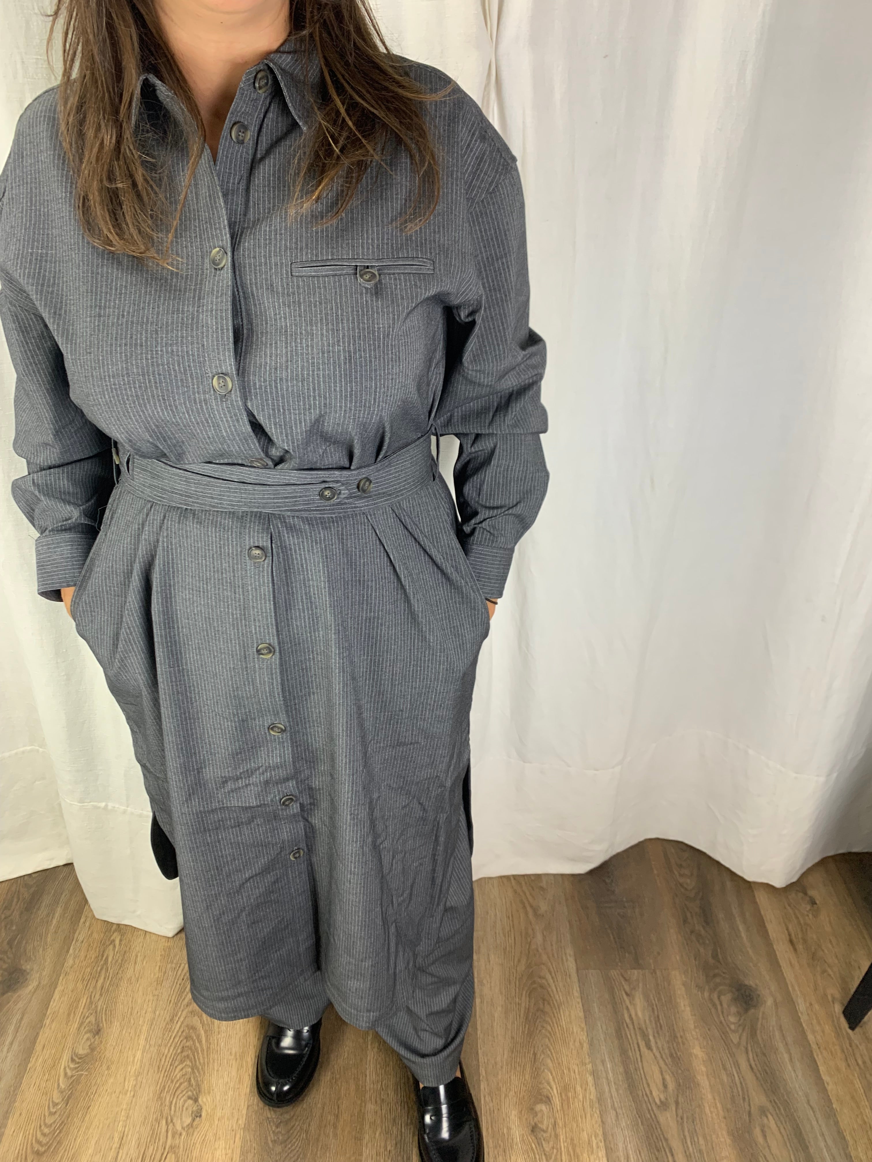 Abito camicia gessato antracite