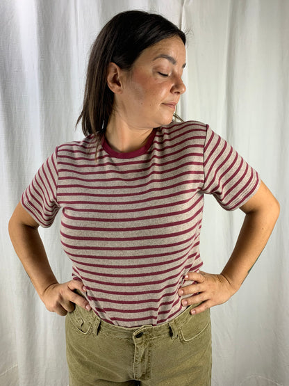 T-shirt righe bordeaux