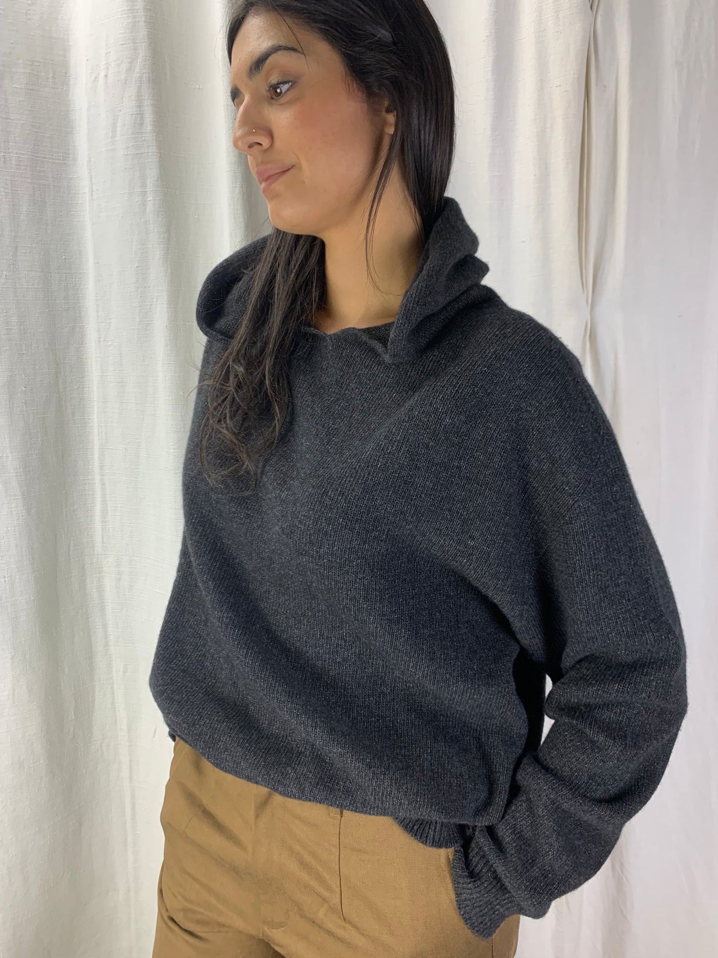 Felpa in maglia antracite