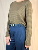 Maglia Manica Lunga Toffee con Riga Nera