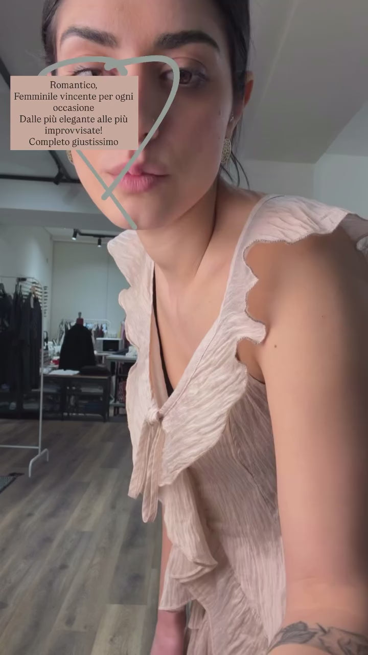 Jupe à volants vieux rose
